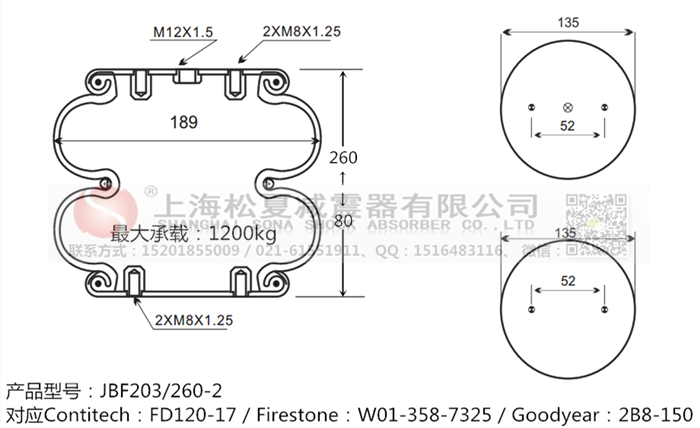 JBF203/260-2橡膠<a href='http://m.weimouo.cn/' target='_blank'><u>空氣彈簧</u></a>